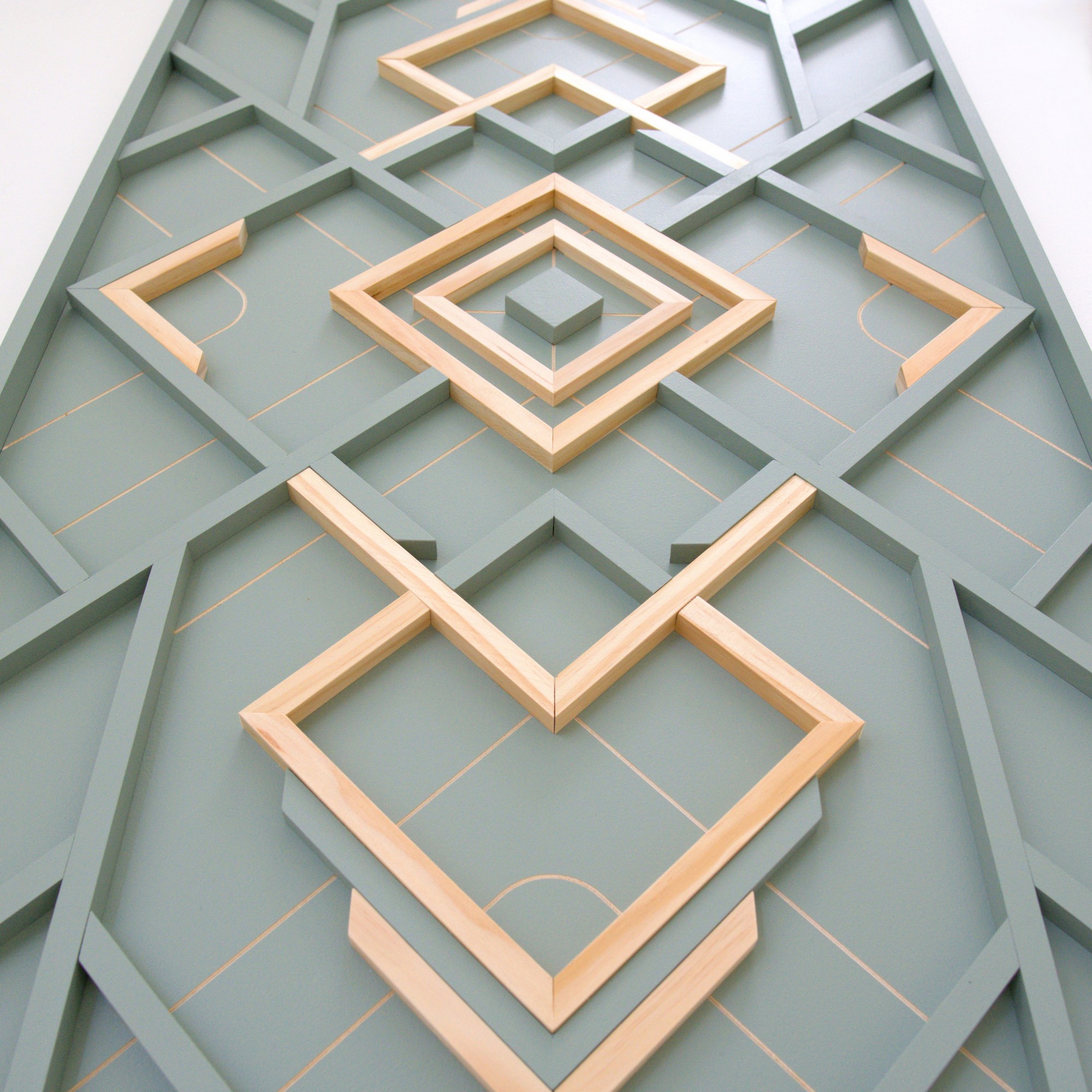 sage green geometric wall art- Art Deco Wood Wall Art